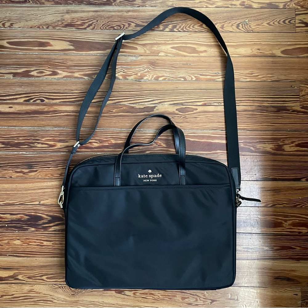 Kate Spade Black Laptop Bag with Gold Details